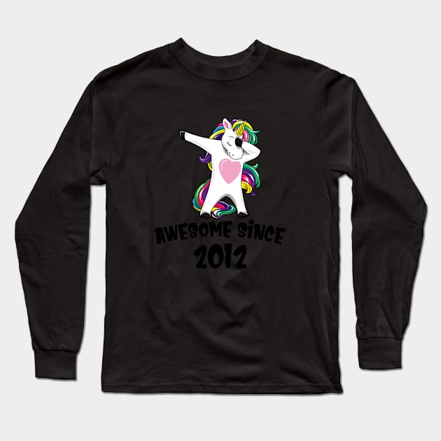 Awesome Since 2012 Unicorn Dab Dabbing Gift Long Sleeve T-Shirt by bigD